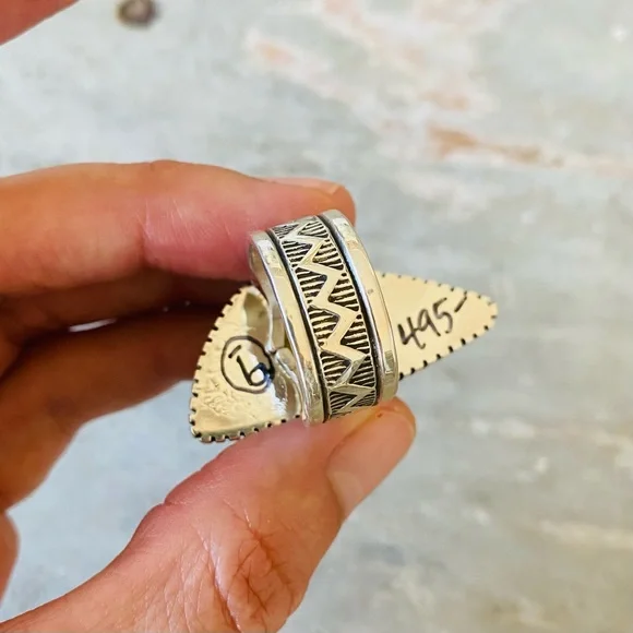 SOLD ♥️ Navajo ♥️ Landon Secatero Sterling Silver & Appaloosa Turquoise Ring - Picture 7 of 13